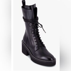KHAITE “Cody” black leather lace up combat boot